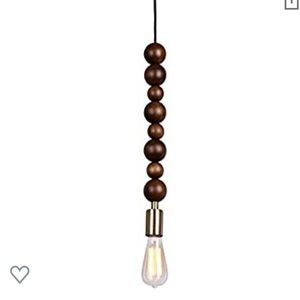 Wooden bead pendant light plug in